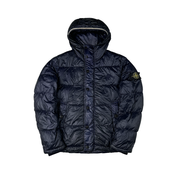Stone Island Navy Garment Dyed Puffer Jacket - Medium