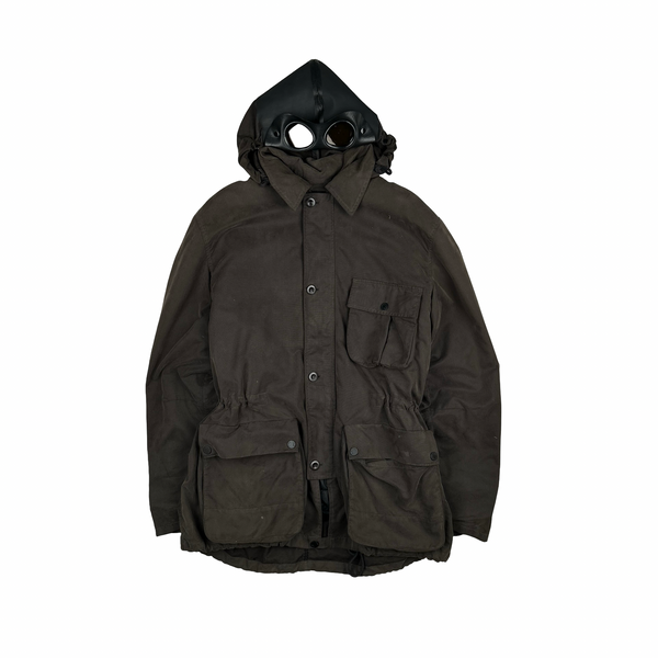Cp Company Archive 2002 Brown Vulcanised Rubber Hood Lined Goggle Jacket - XXL