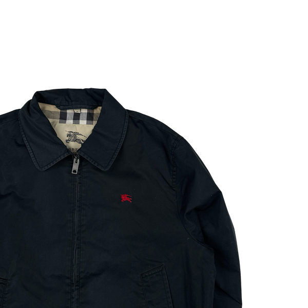 Burberry Nova Check Lined Black Harrington Jacket - Medium