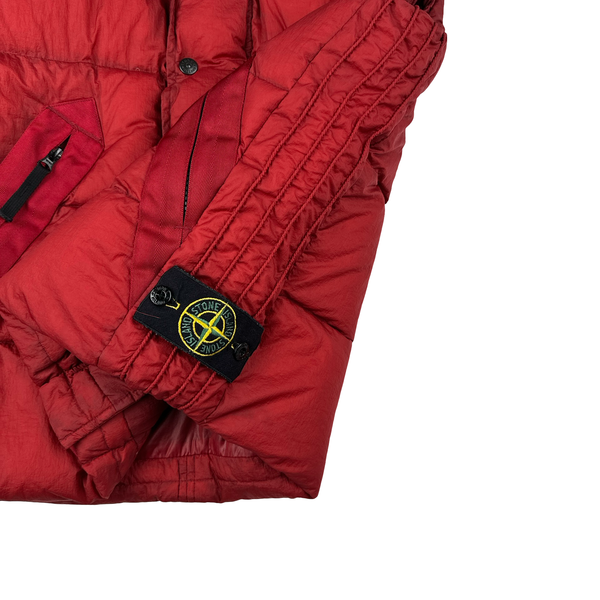 Stone Island 2009 Red Opaque Nylon Tela Down Gilet - Large