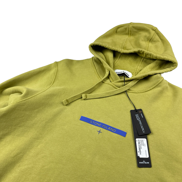 Stone Island 2021 Green Spellout Pullover Hoodie - Large