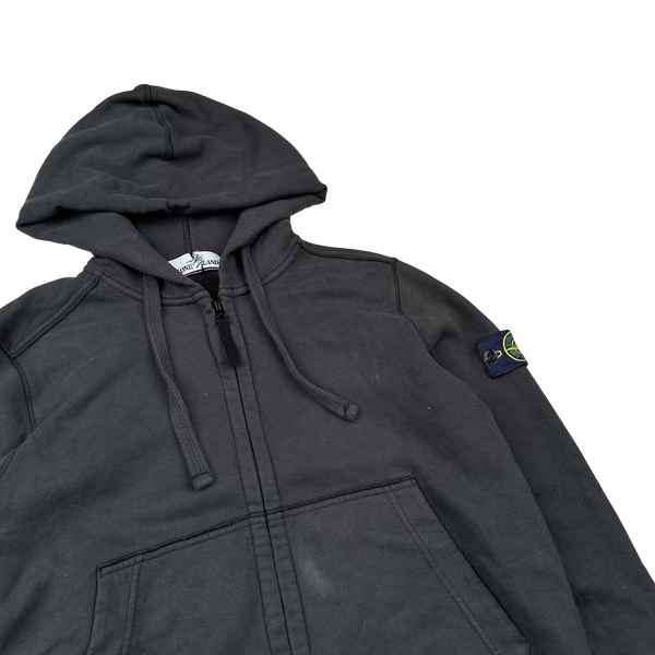 Stone Island 2018 Dark Grey Zipped Cotton Hoodie - Small
