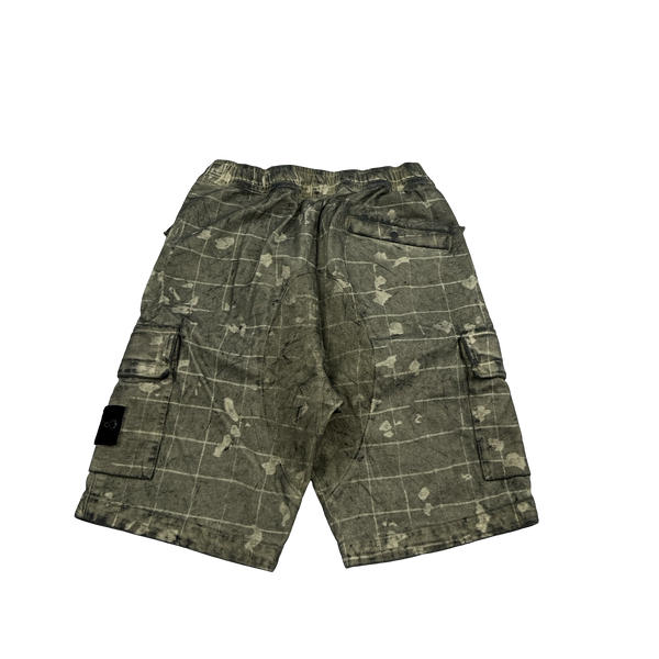 Stone Island 2020 Dust Treatment Laser Patch Camo Cargo Shorts - 28"