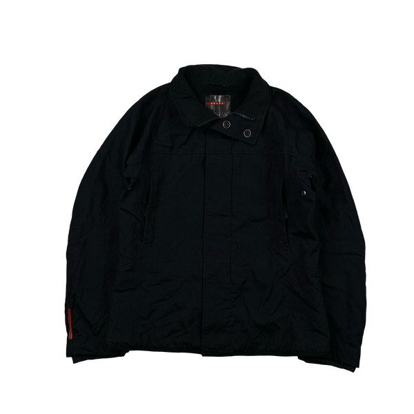 Prada Fleece Insulated Navy Nylon Red Tab Jacket - Medium