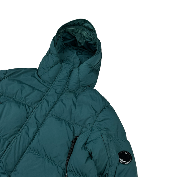 CP Company Teal Nycra Down Filled Puffer Long Jacket - Medium