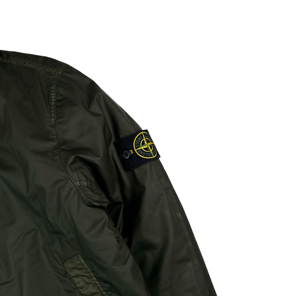Stone Island 2015 Dark Green Mussola Gommata Sherling Flight Jacket - Medium