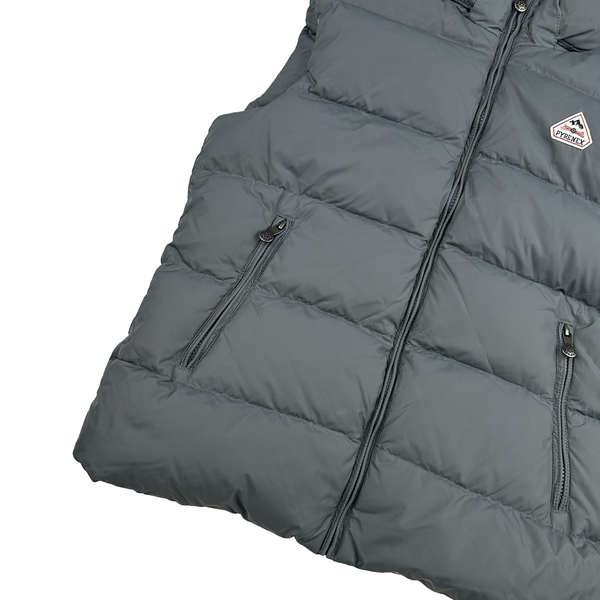 Pyrenex Grey Pure French Down Hooded Puffer Gilet Jacket - Medium