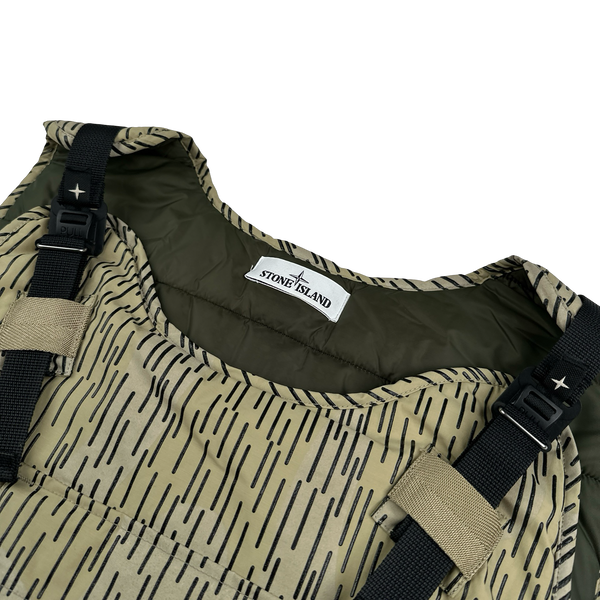 Stone Island 2021 Rain Camo Reflective Spellout Padded Utility Vest - XL