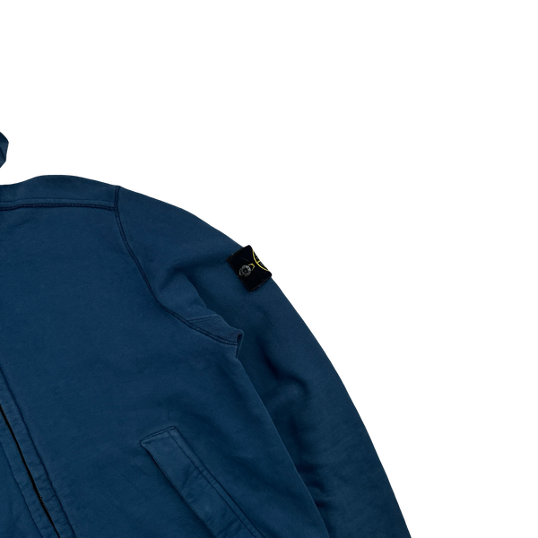 Stone Island 2017 Blue Lino Flax Hooded Zipped Jumper - Medium
