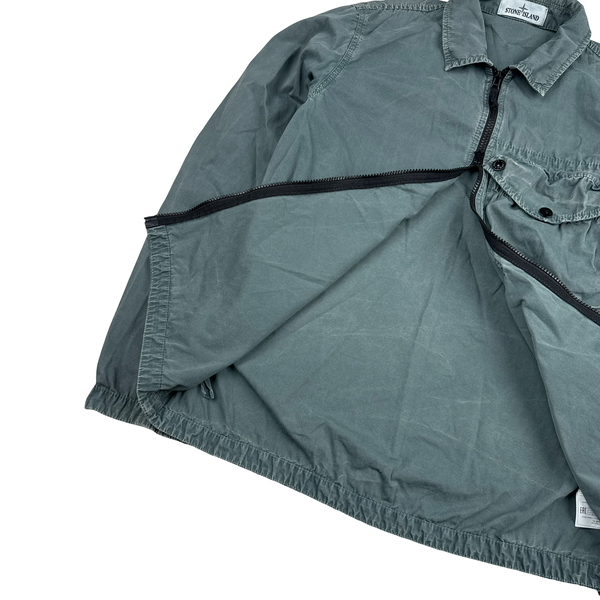 Stone Island 2021 Green Cotton Zipped Overshirt - Medium