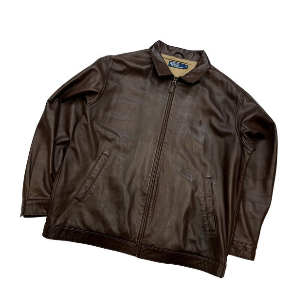 Ralph Lauren Brown Heavyweight Leather Jacket - XL