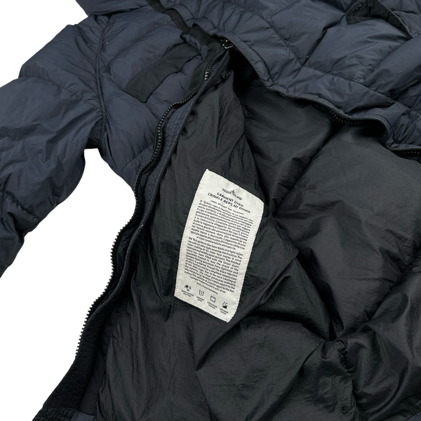Stone Island Navy Garment Dyed Crinkle Reps Dual Wool Hood Parka Jacket - Large