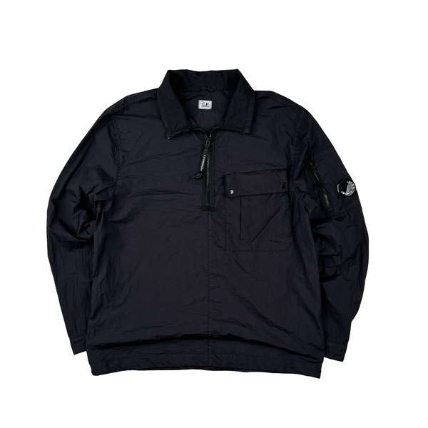 CP Company Nylon Quater Zip Navy Overshirt - Medium