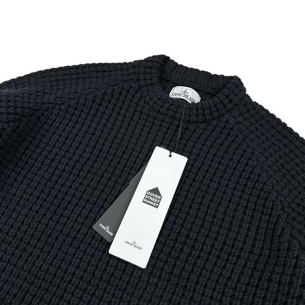 Stone Island X Dover Street Market 2023 Black Thick Wool Printed Crewneck Jumper - Large