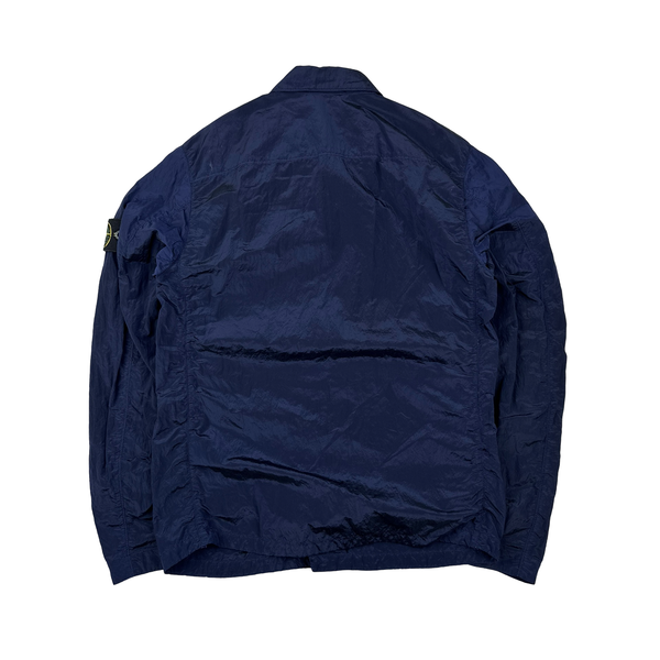 Stone Island Navy Blue Nylon Metal Shimmer Overshirt - Small