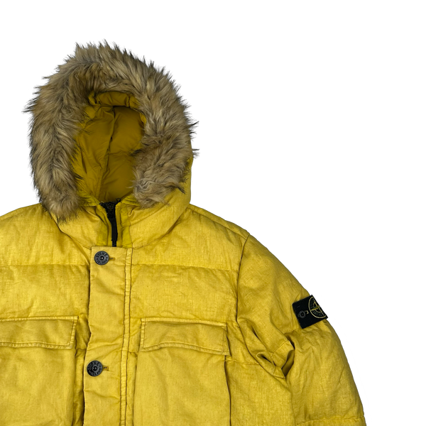 Stone Island 2018 Yellow Lino Resinato Down-TC Puffer Jacket - XXL