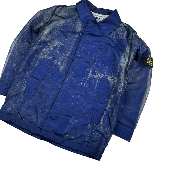 Stone Island 2001 Monofilament Blue Mesh Collard Jacket - Medium