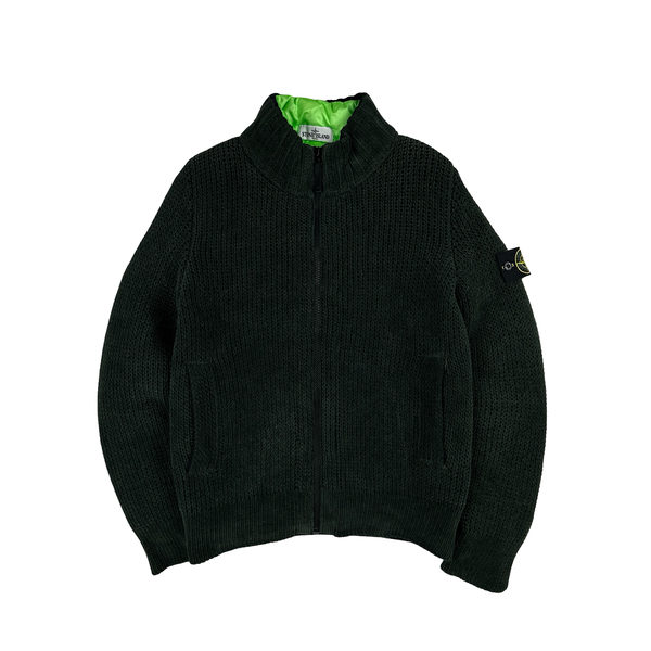 Stone Island Green President Knit Down Bomber Jacket - Medium