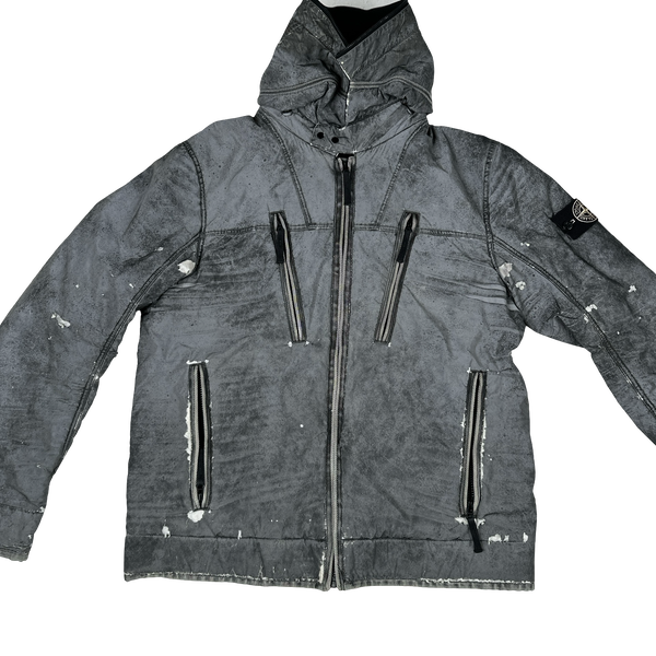 Stone Island Silver Liquid Reflective Fleece Lined Jacket - XL