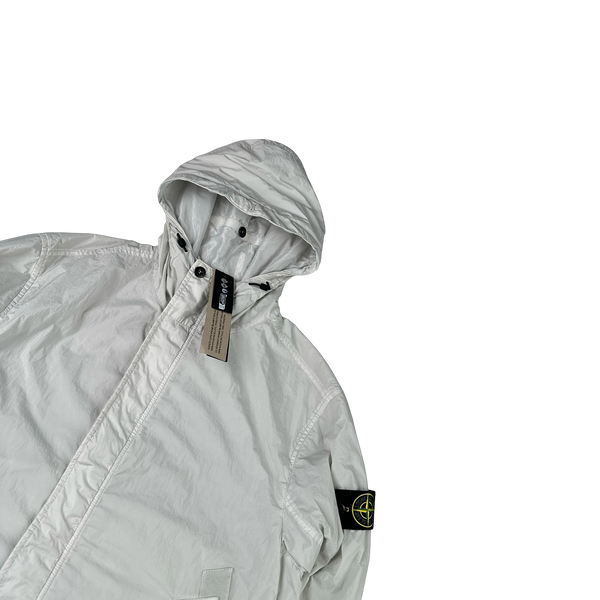 Stone Island 2025 Garment Dyed White Crinkle Reps Jacket - Large