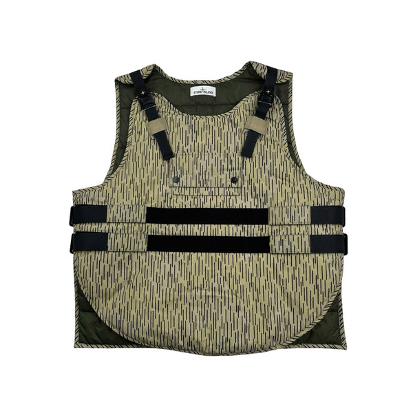 Stone Island 2021 Rain Camo Reflective Spellout Padded Utility Vest - XL
