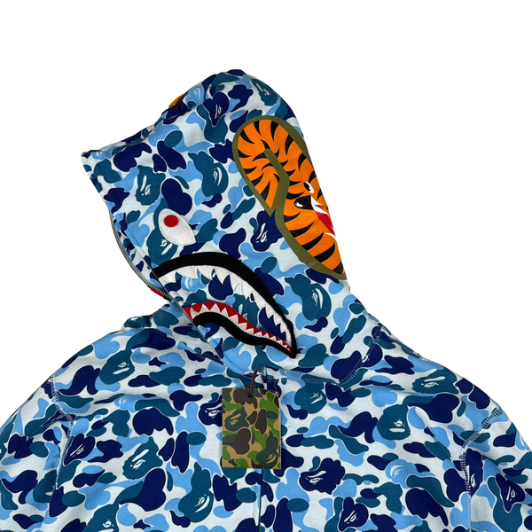 BAPE Blue Shark Camo Full zip up hoodie - 2XL