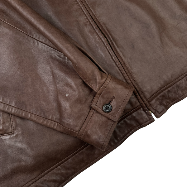 Ralph Lauren Brown Heavyweight Leather Jacket - XXL
