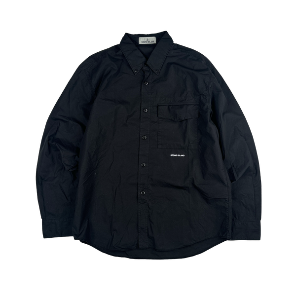 Stone Island 2024 Black Light Cotton Spellout Shirt - Large