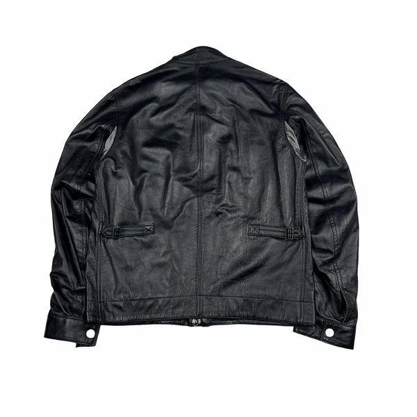 Belstaff Black Multi Pocket Leather Zipped Lightweight Jacket - XL