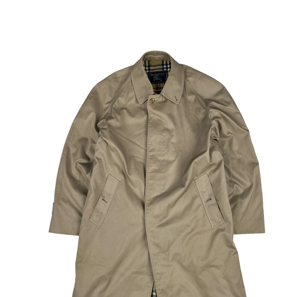 Burberry Nova Check Lined Tan Long Trench Coat - Large