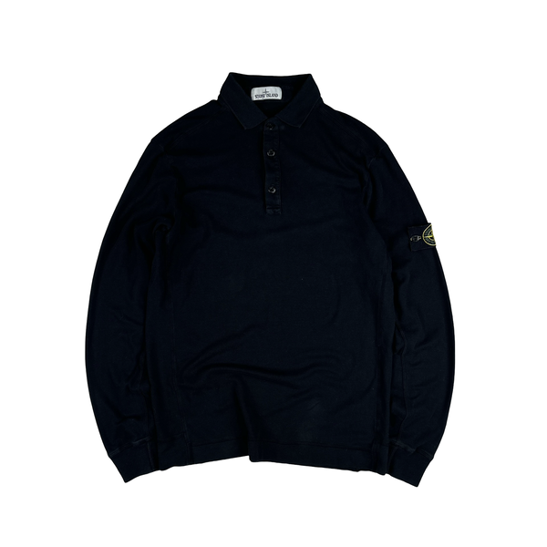 Stone Island 2020 Black Cotton Long Sleeve Polo Shirt - XL