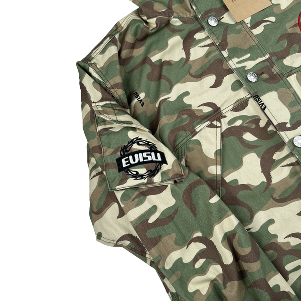 Evisu Camo Patch Multi Pocket Japanese Denim Jacket - Medium