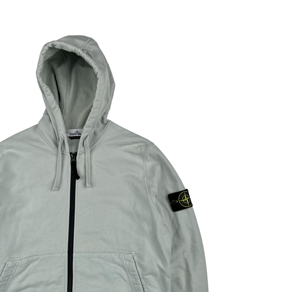 Stone Island 2022 Icy Blue Cotton Zipped Hoodie - Medium