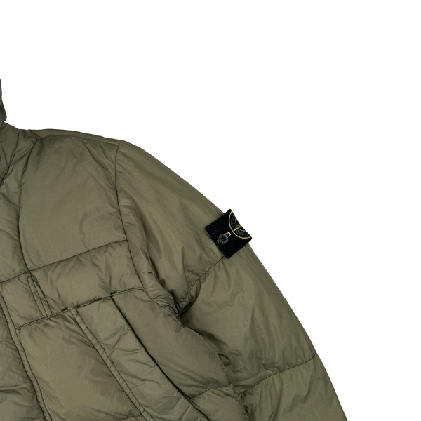 Stone Island 2015 Fur Trim Brown Crinkle Reps Puffer Jacket - Medium