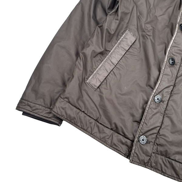 Stone Island 2015 Brown Mussola Gommata Shearling Flight Jacket - XL