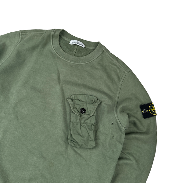 Stone Island 2021 Green Chest Pocket Jumper - Medium