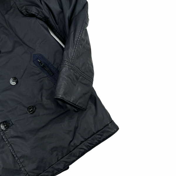 Stone Island 2012 Navy Mussola Gommata Double Breasted Jacket - Small