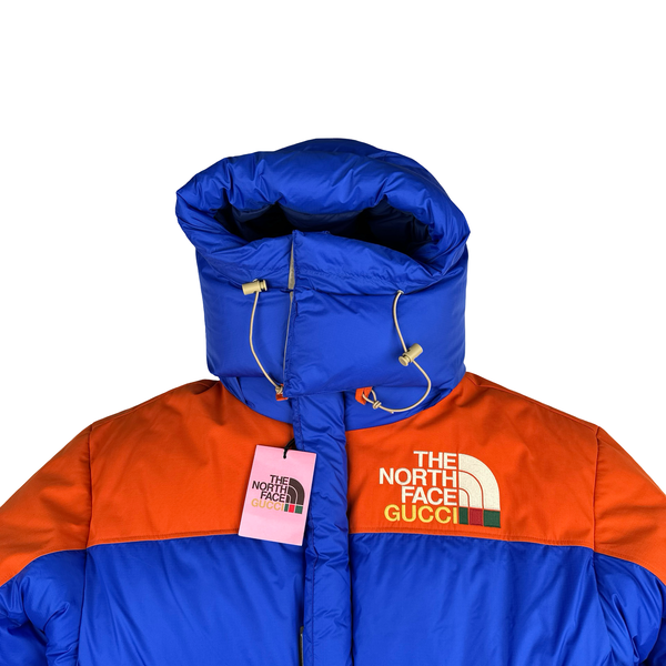 North Face X Gucci 700 Blue/Orange Down Filled Down Hooded Puffer Jacket - XXL