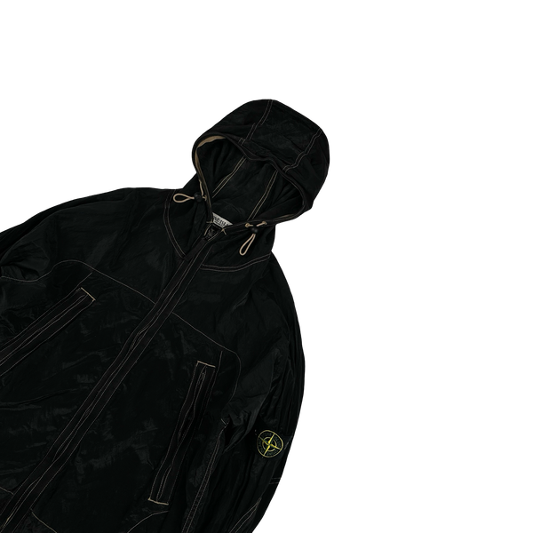 Stone Island 2004 Navy Contrast Stitching Nylon Metal Hooded Jacket - Medium