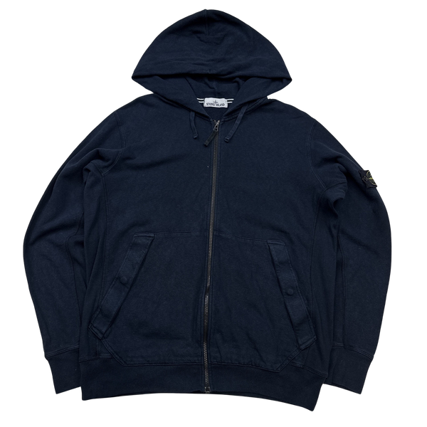 Stone Island 2014 Navy Cotton Zipped Hoodie - XXL