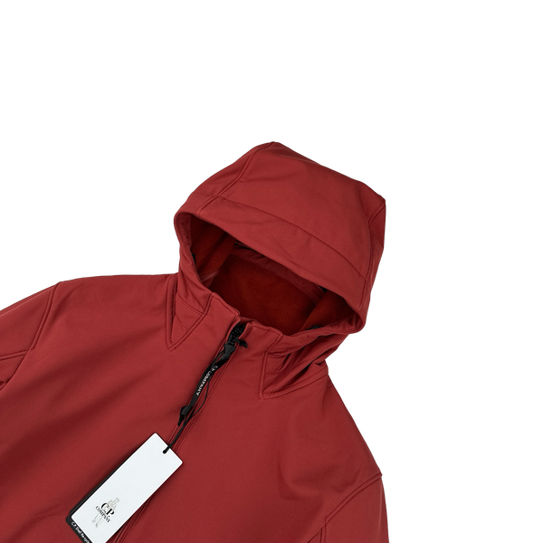 CP Company Red Soft Shell R Fleece Lined Hooded Jacket - Small