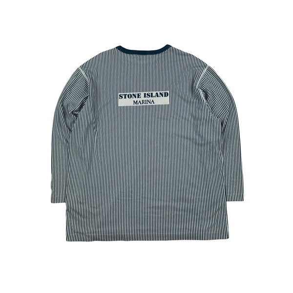 Stone Island Marina 2018 Blue Striped Longsleeve Top - 3XL