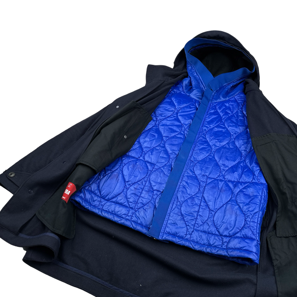 CP Company Navy Nycra Dual Layer Quilted Liner Parka Jacket - Large