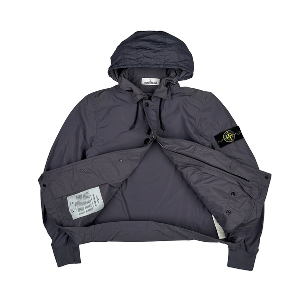 Stone Island 2021 Grey Micro Reps Nylon Hooded Jacket - Small