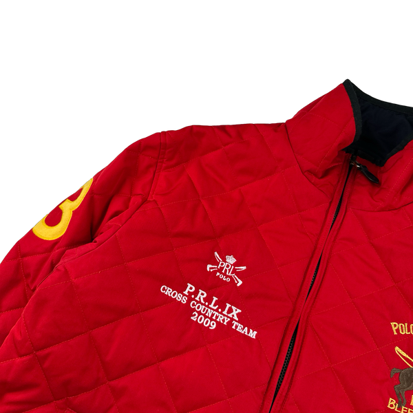Ralph Lauren Red/Navy Quilted Reversible Collared Spellout Embroidered Jacket - Medium