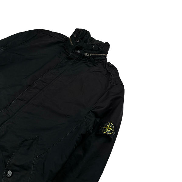 Stone Island Black David TC Long Parka Jacket - Medium