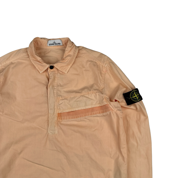 Stone Island 2018 Peach Cotton Pullover Smock Overshirt - Large