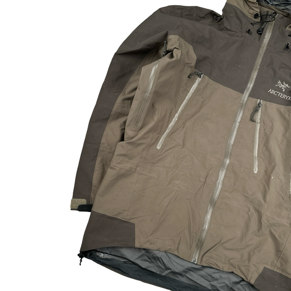Arcteryx Brown Two Tone Gore-tex Pro Zipped Hooded Jacket - Large