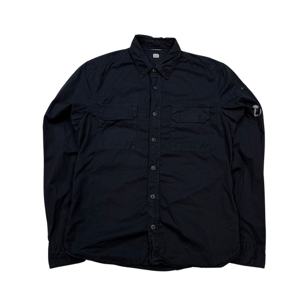 CP Company Navy Cotton Button Up Overshirt - Small