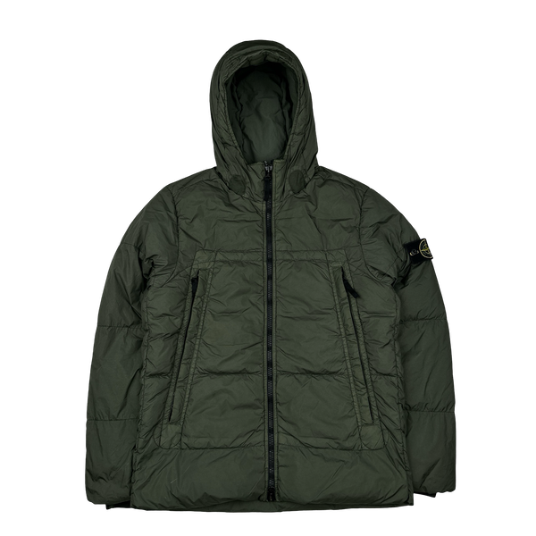 Stone Island 2020 Khaki Crinkle Reps Puffer Jacket - Small